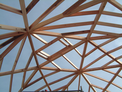 三角形の集合体でできたフラー・ドーム・ハウスの構造